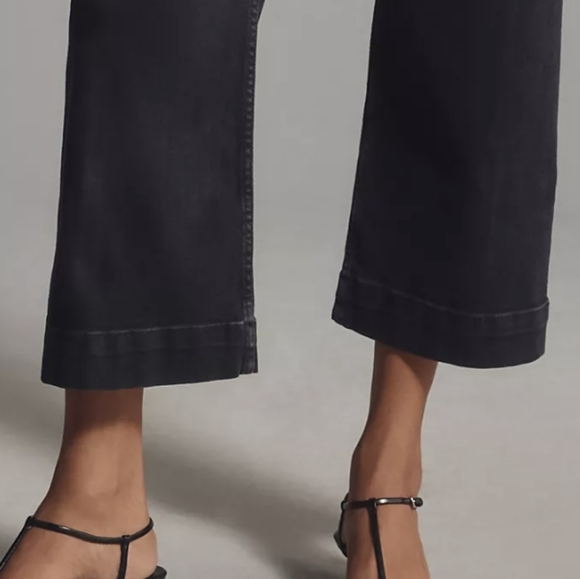 Mauve The Colette Denim High-Rise Cropped Wide-Leg Jeans  Wash Black - Size 31P - Picture 6 of 16
